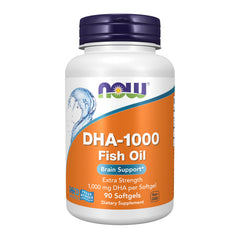NOW Foods DHA-1000 Brain Support softgels bottle for daily cognitive support