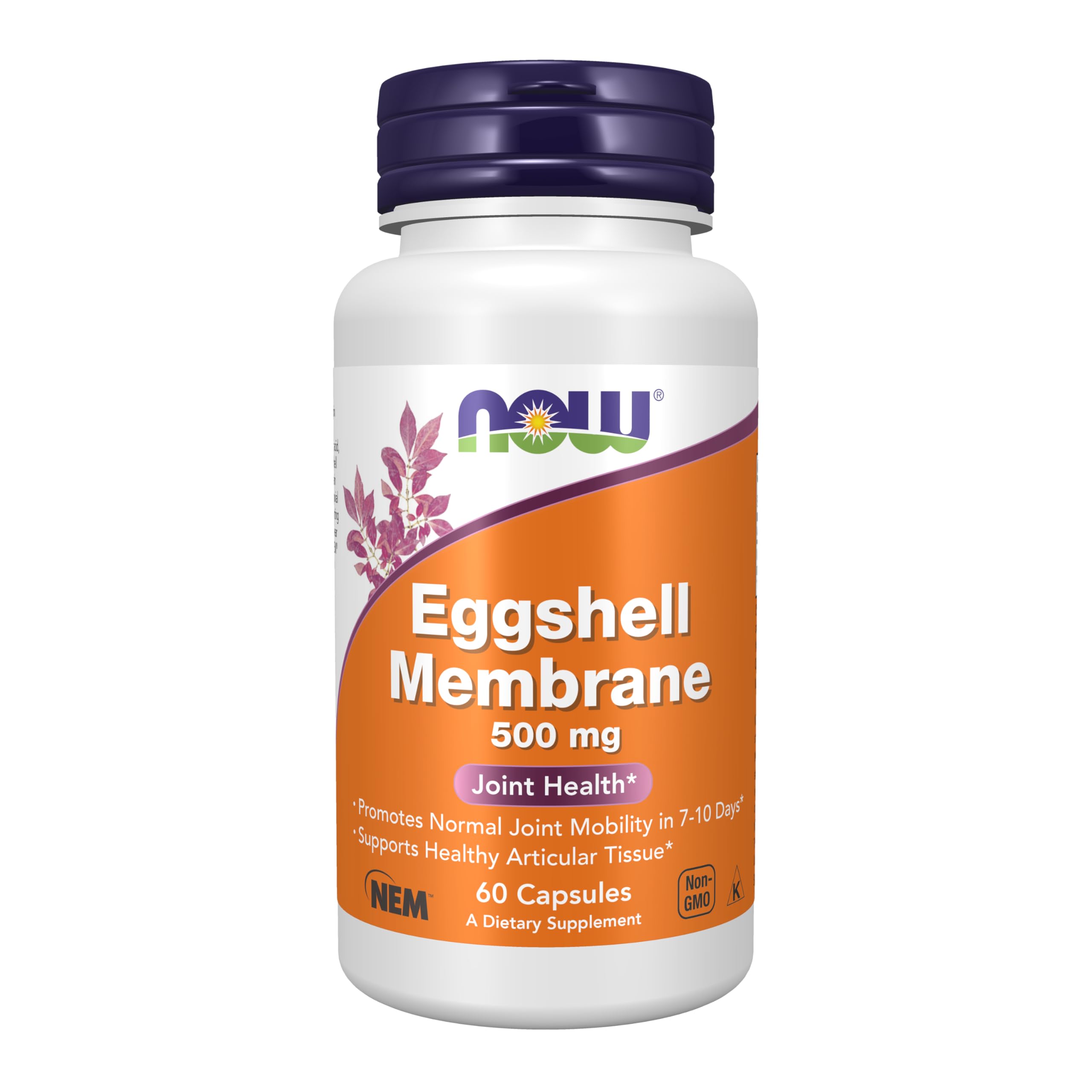 NOW Foods Eggshell Membrane capsules closeup highlighting joint-supporting nutrients