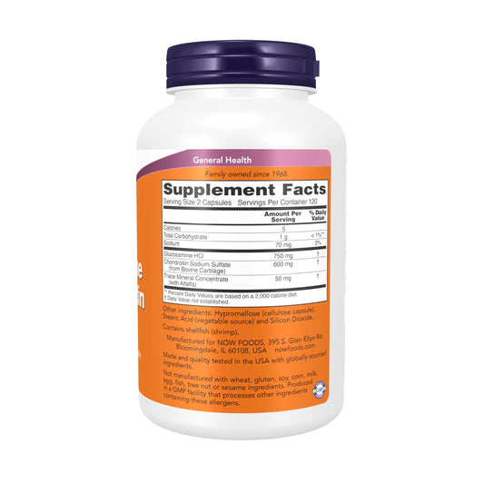 NOW Foods label showing ingredients and trace minerals for joint health