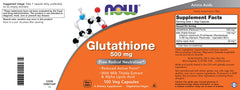 NOW Foods Glutathione 500 mg label ingredients emphasize standardized milk thistle extract.