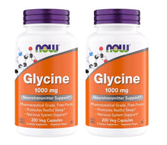 NOW Foods Glycine 1000mg bottle with capsules for calm support.