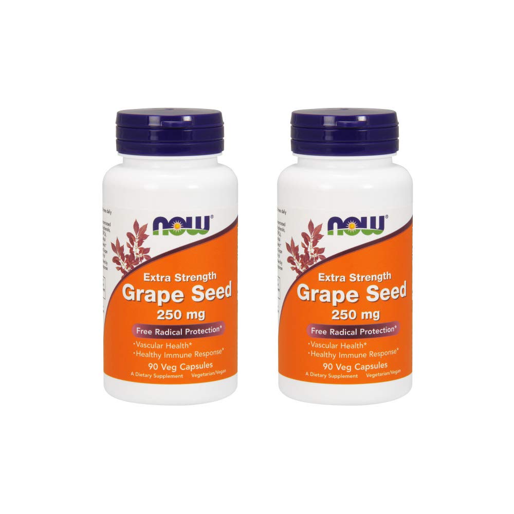 NOW Foods Grape Seed Extract bottle showcasing a high polyphenol supplement for everyday wellness.