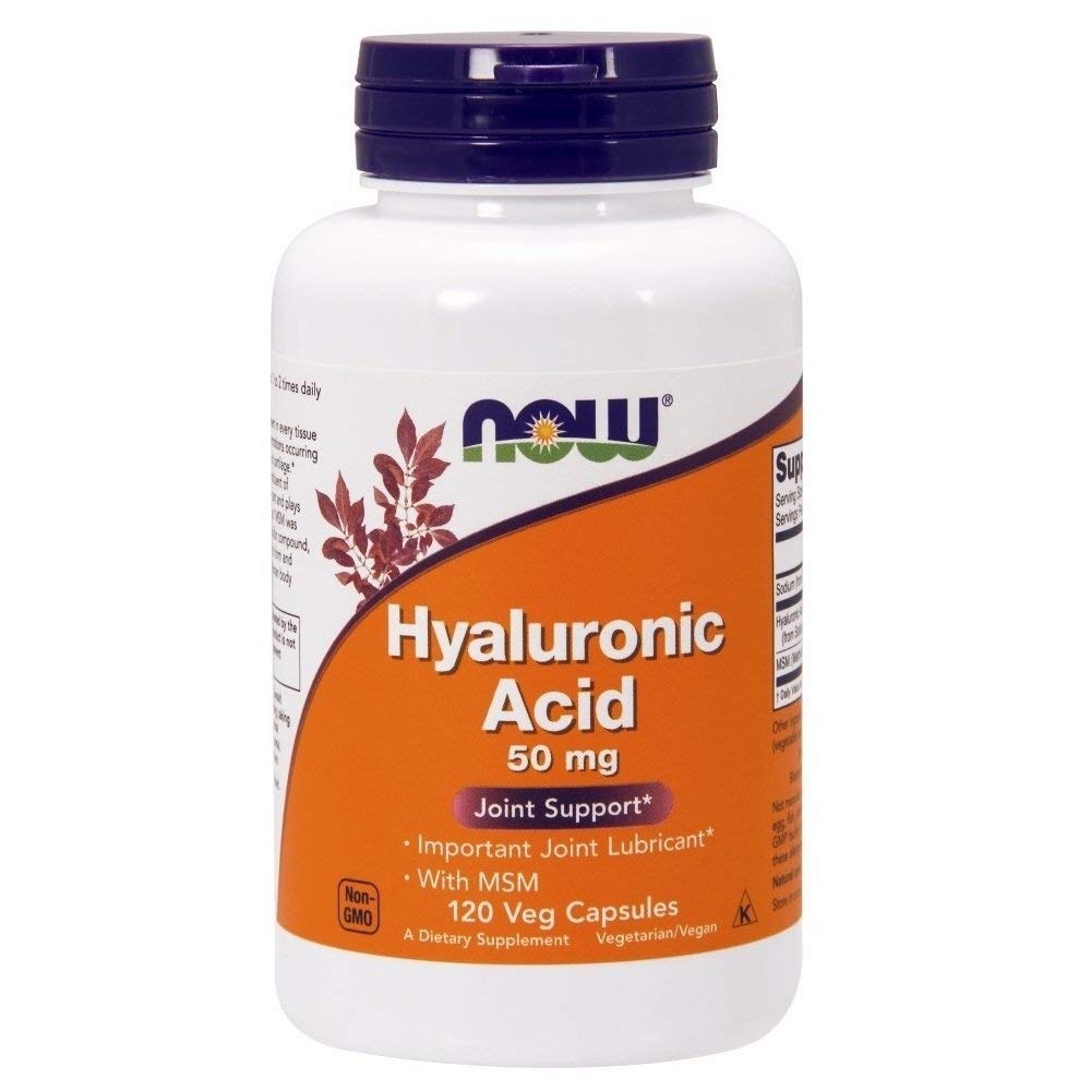 NOW Foods Hyaluronic Acid with MSM pack-2 front view for two-bottle supply.