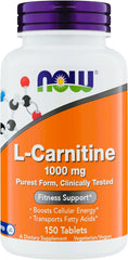 NOW Foods L-Carnitine 1000mg bottle for energy support and overall wellness.
