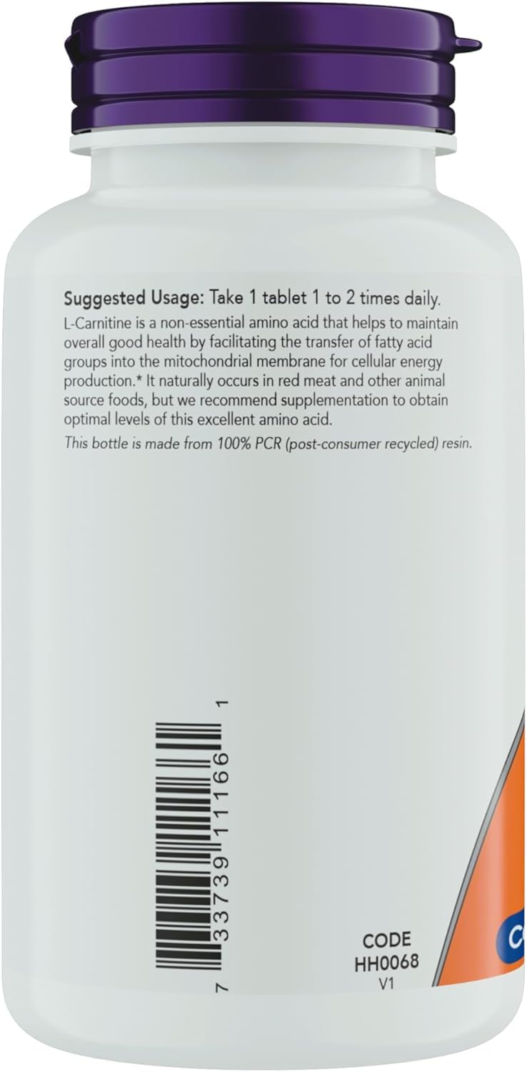 NOW Foods L-Carnitine 1000mg packaging box displayed for convenience.