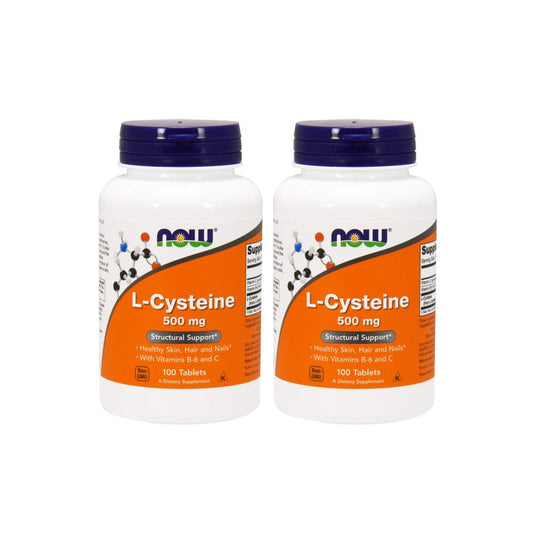 Now Foods L-Cysteine 500 mg bottle front view highlighting the product packaging and dosage
