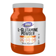 NOW Foods L-Glutamine powder bottle for athletic support and immune health.