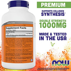 NOW Foods L-Lysine 1000mg tablets for easy daily dosage.