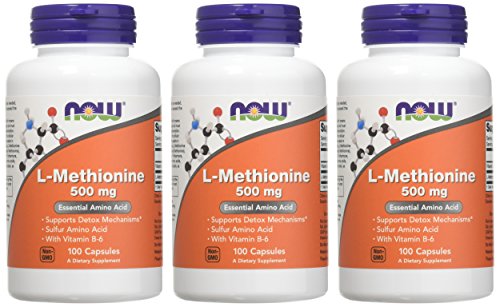 Capsules of NOW Foods L-Methionine 500 mg ready for easy daily use.