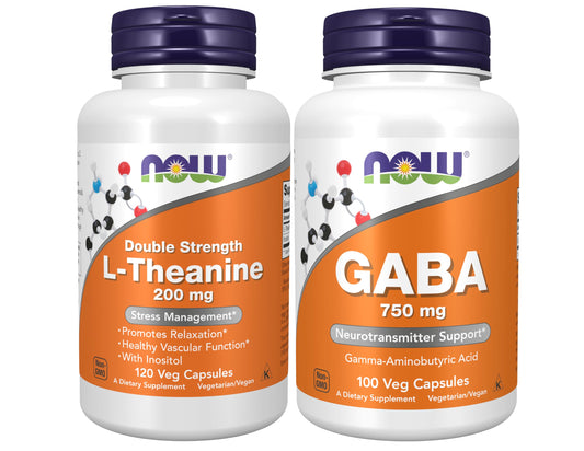 NOW Foods L-Theanine bottle close-up highlighting calming support potential