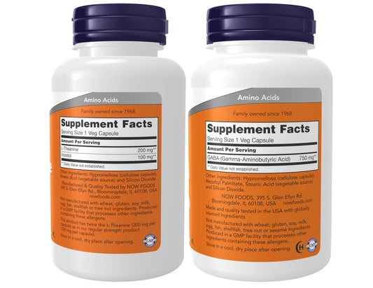 NOW Foods L-Theanine and Inositol blend capsules for daily stress management