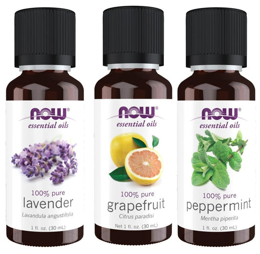 NOW Foods Lavender essential oil bottle ready for diffuser aromatherapy and calm spaces