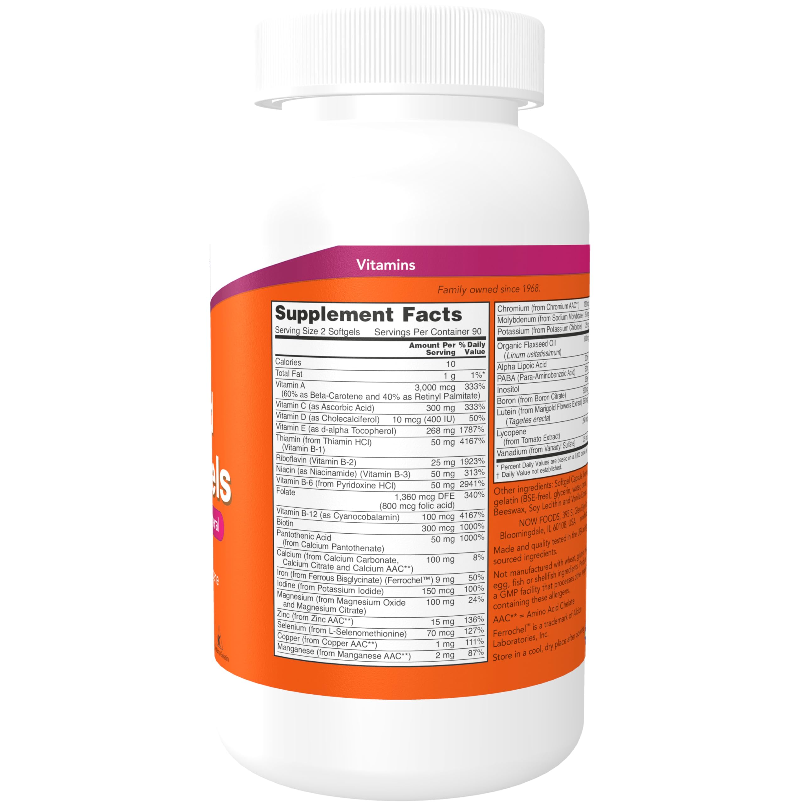 NOW Foods Liquid Multi Gels softgels close-up, smooth texture and absorption