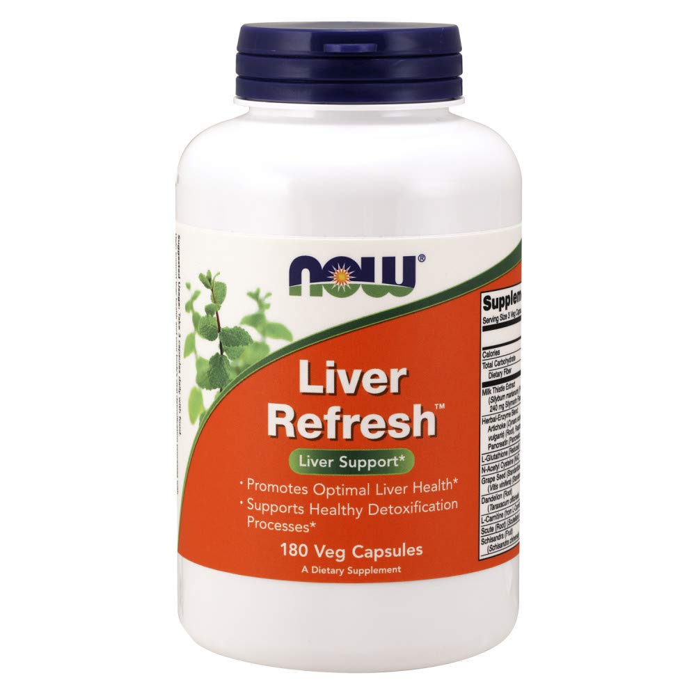 NOW Foods Liver Refresh packaging bottle shows updated formula for easy daily use.