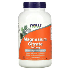 NOW Foods Magnesium Citrate bottle back label showing dosage and ingredients for daily wellness