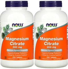 NOW Foods Magnesium Citrate 200 mg bottle front view for easy daily supplementation