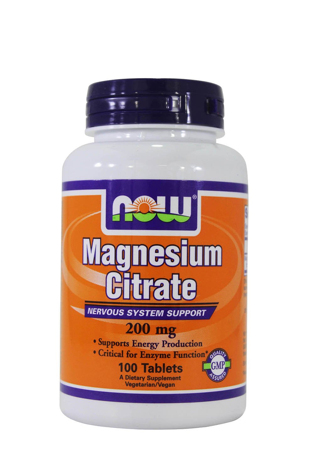 NOW Foods Magnesium Citrate nutrition label highlights serving size and kosher status