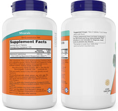 NOW Foods Magnesium Glycinate close-up tablet showing easy swallowing