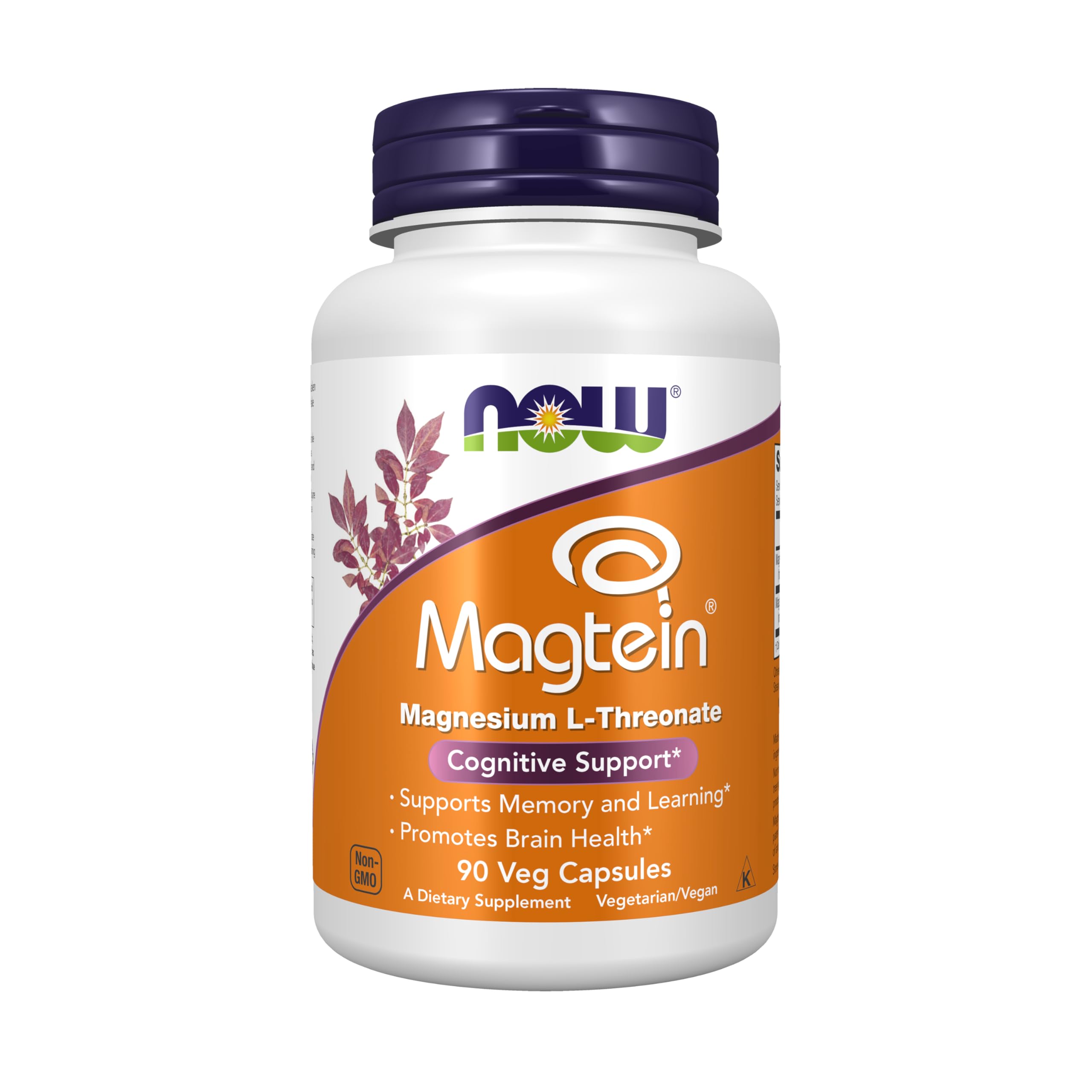 NOW Foods Magtein bottle shown for daily cognitive support.