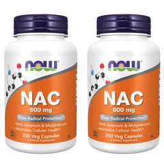 NOW Foods NAC 600mg bottle viewed up close for antioxidant support.