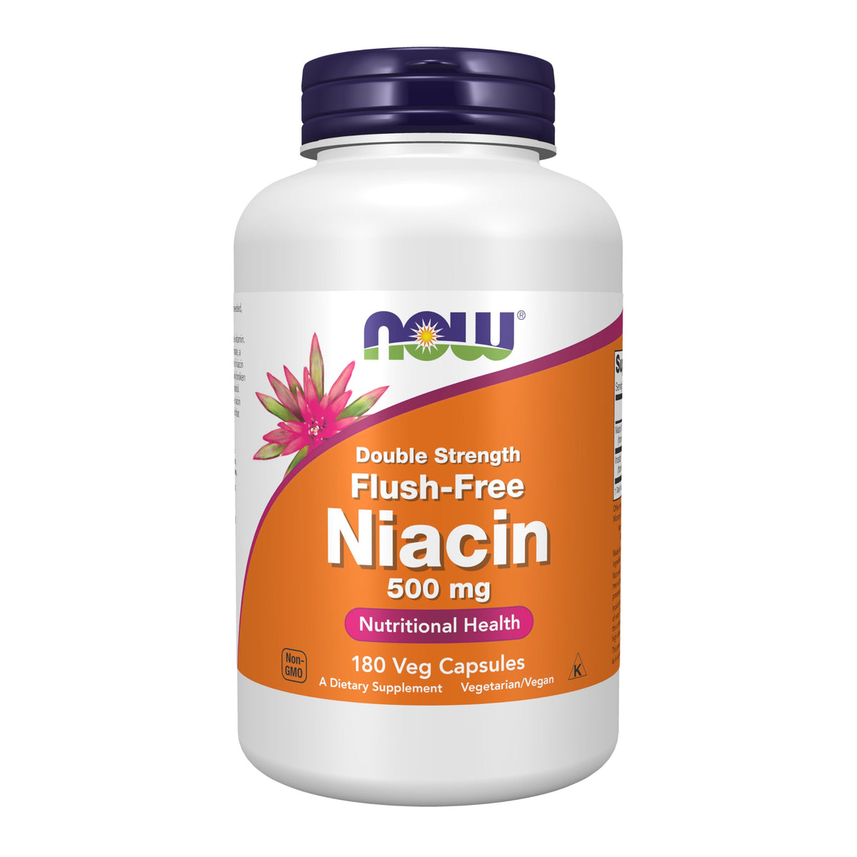 NOW Foods Niacin 500 mg bottle with clear label and easy daily dose.