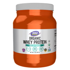 NOW Foods Organic Whey Protein 1lb canister for daily shakes.