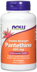 NOW Foods Pantethine bottle front, dual-pack packaging suggesting cardiovascular support.