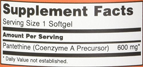 NOW Foods Pantethine ingredients graphic illustrating CoA precursor role.