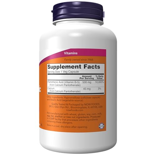 NOW Foods Pantothenic Acid 3-pack display emphasizes value and steady supply.
