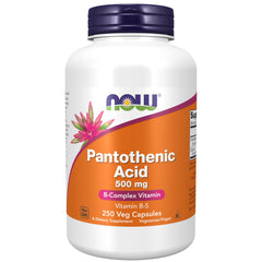 NOW Foods Pantothenic Acid bottle pour supports daily energy metabolism.