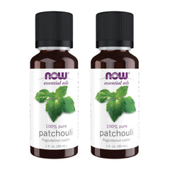 NOW Foods Patchouli Oil two-pack bottle for earthy aromatherapy and diffuser blends