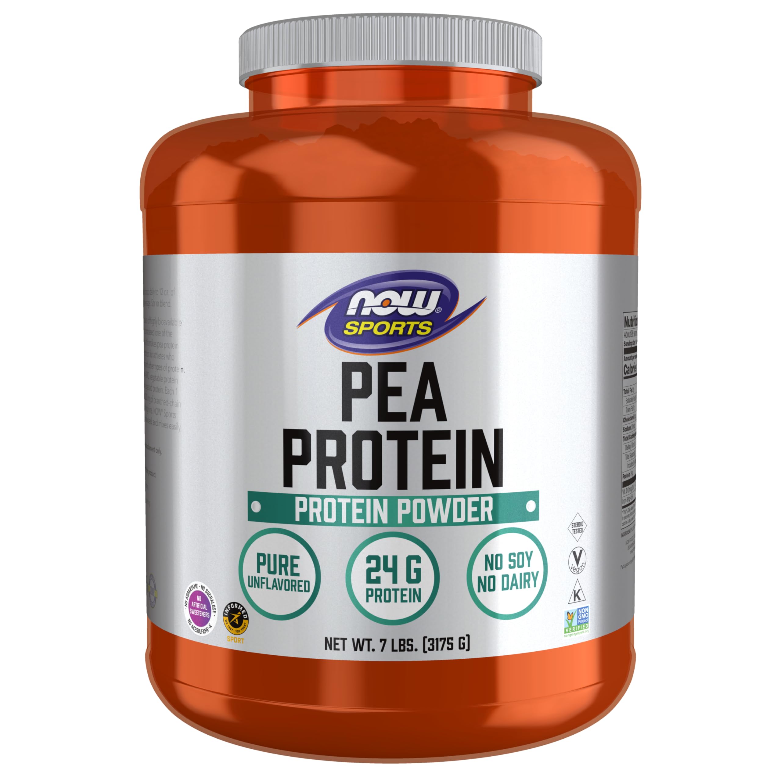 NOW Foods Pea Protein 24g bottle showcasing plant-based protein for workouts