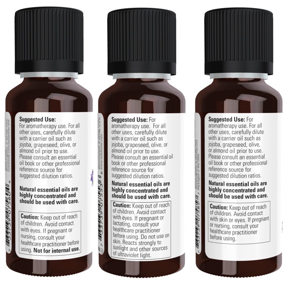 NOW Foods Peppermint essential oil bottle suitable for diffuser or massage blends