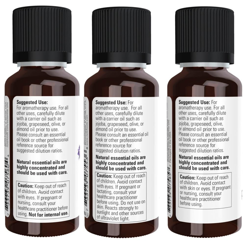 NOW Foods Peppermint essential oil bottle suitable for diffuser or massage blends