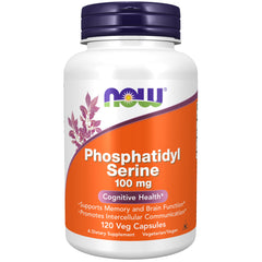 NOW Foods Phosphatidyl Serine bottle supports daily memory and brain function.