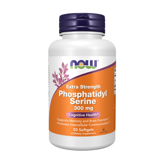 NOW Foods Phosphatidyl Serine 300 mg softgel bottle for memory support