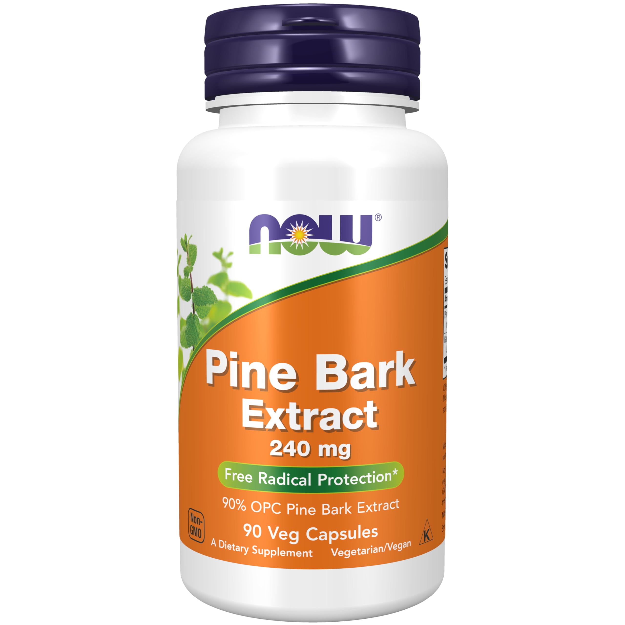NOW Foods Pine Bark Extract bottle front view highlighting antioxidant-rich formula