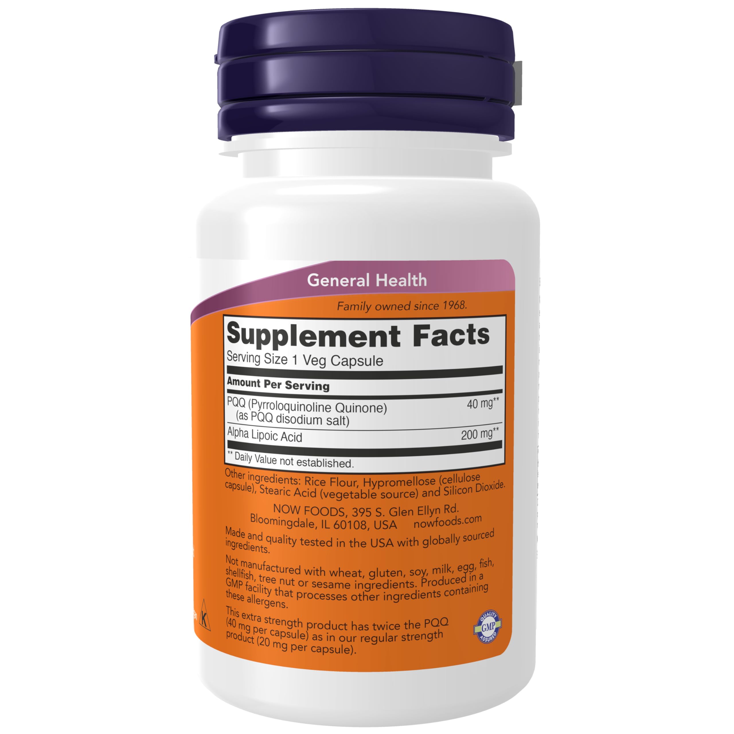 Now Foods PQQ capsule closeup highlights compact supplement for mitochondrial support.