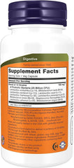 NOW Foods Probiotic-10 capsules close-up highlighting 10 strains.