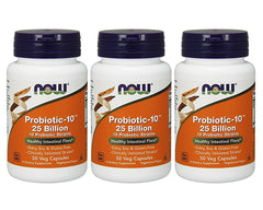 NOW Foods Probiotic-10 bottle pour supports digestive comfort and daily balance.