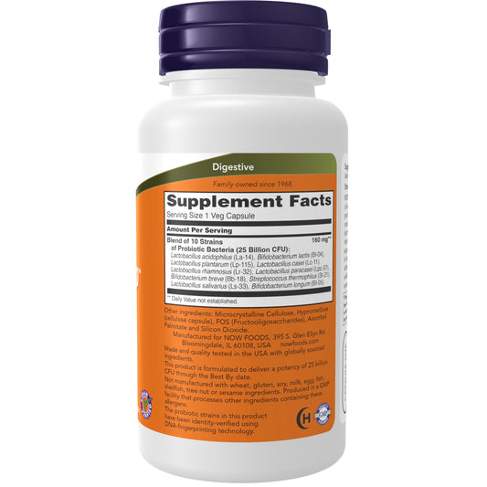 Close-up of NOW Foods Probiotic-10 capsule highlighting probiotic delivery