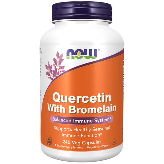 NOW Foods Quercetin with Bromelain bottle front showing trusted immune support.