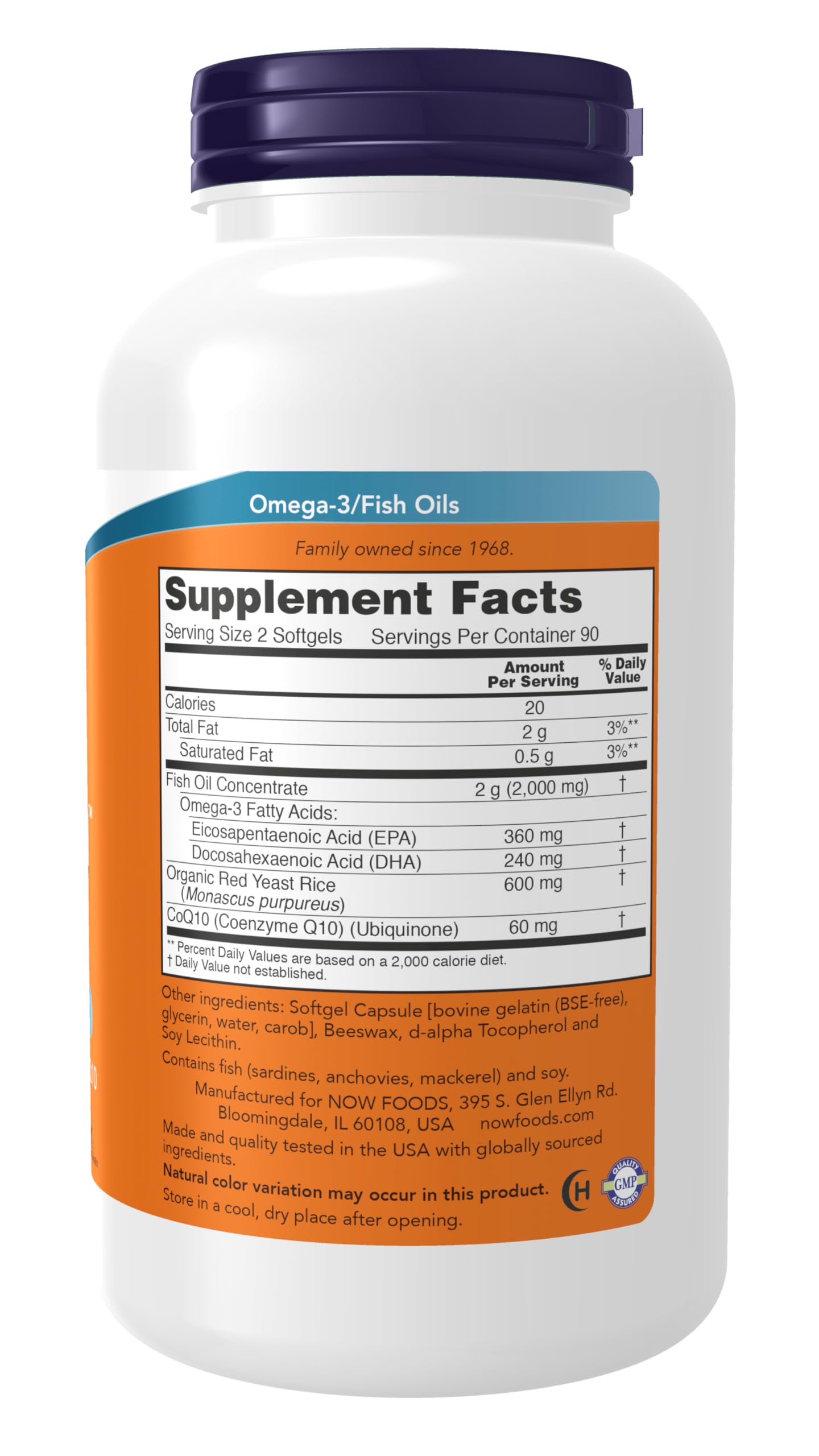 NOW Foods Red Omega CoQ10 softgels close-up emphasizing heart-supporting CoQ10