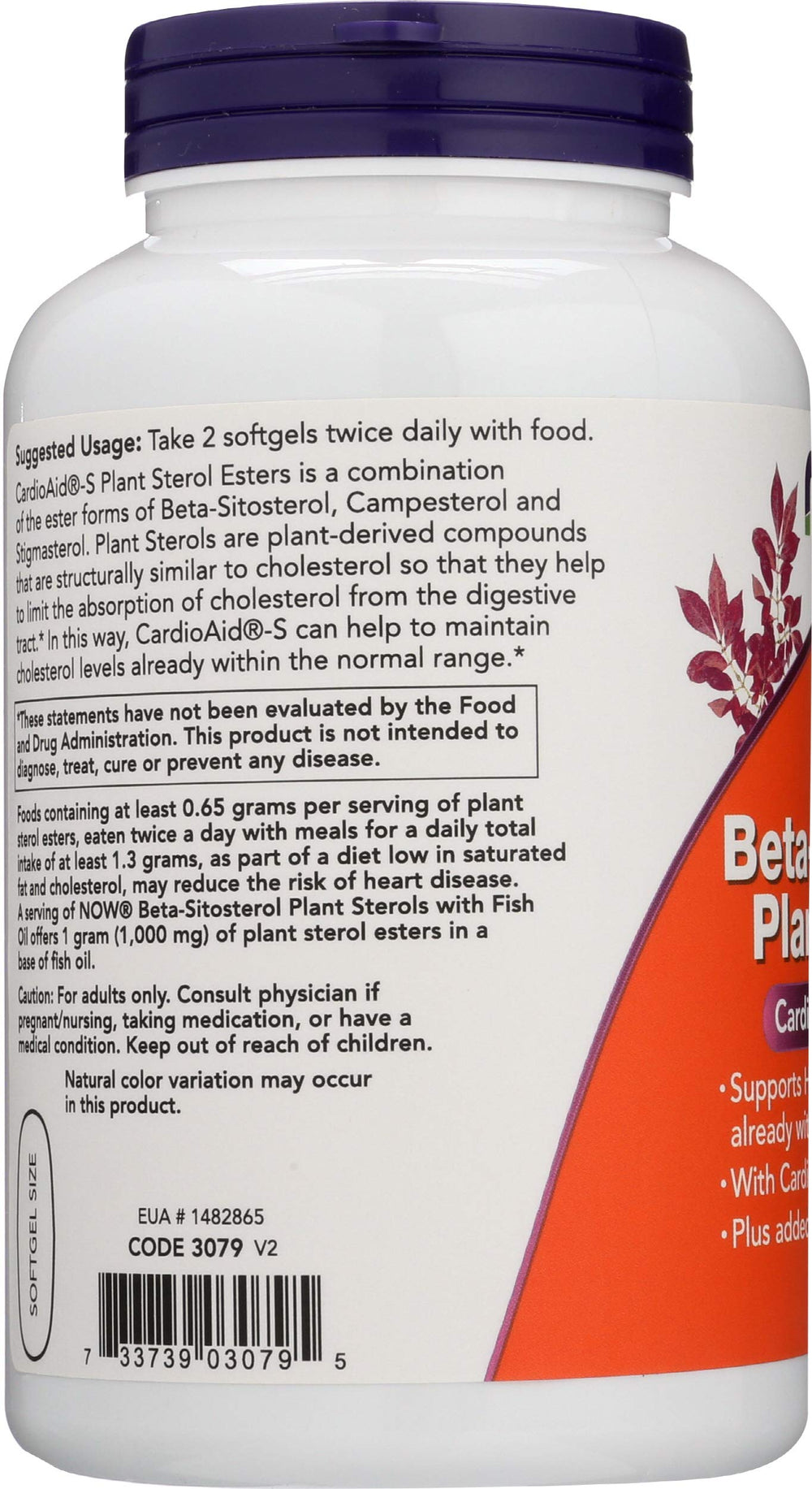 NOW Foods SPO beta-sitosterol and fish oil info panel supports informed choices.