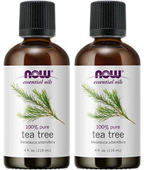 NOW Foods Tea Tree Oil 8oz bottle, pure Melaleuca alternifolia, ideal for cleansing and DIY blends.