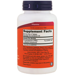 NOW Foods TMG tablets close-up, easy daily use.