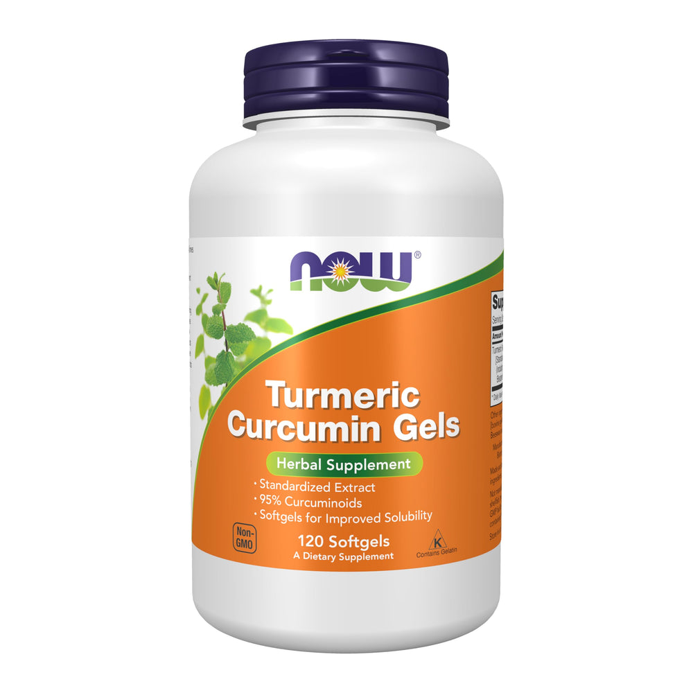 NOW Foods Turmeric Curcumin softgels with 95% curcuminoids for supported wellness