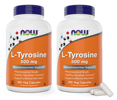 NOW Foods L-Tyrosine 500 mg bottle front view for daily supplement routine.