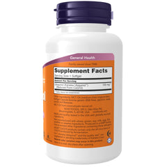 NOW Foods Ubiquinol 100 mg bottle label highlighting high bioavailability with MCT oil.