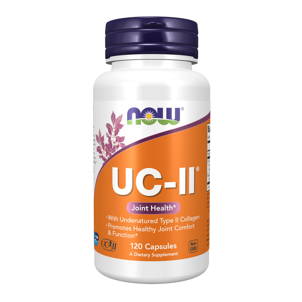 NOW Foods UC-II Type II collagen capsules bottle supports joint comfort and mobility